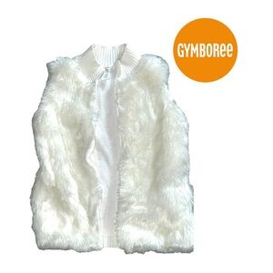 Gymboree off white faux fur zip sweater vest large 10-12 fairy wishes line